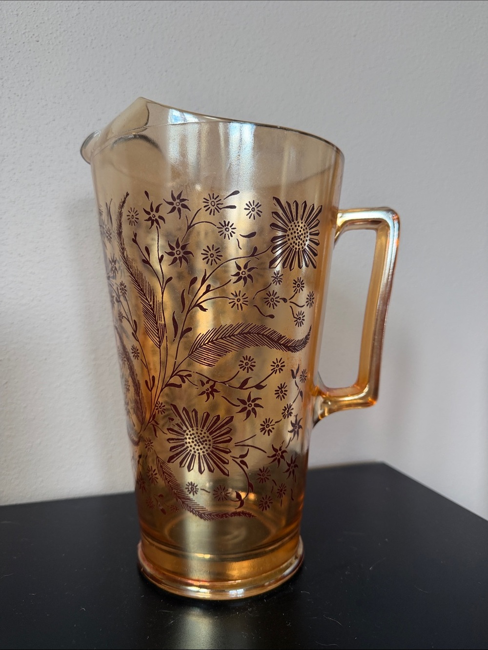 Floragold pitcher by Jeannette Glass
 Brown Flower Motif vintage